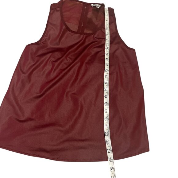 PLACE DU JOUR Tank Top Size Large Leather-look Front Sheer Back Stretchy - Picture 9 of 11